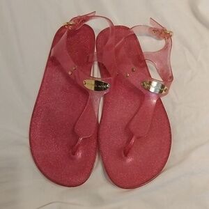 Michael Kors Plate Glitter PVC French Pink Jelly Sandals sz 8